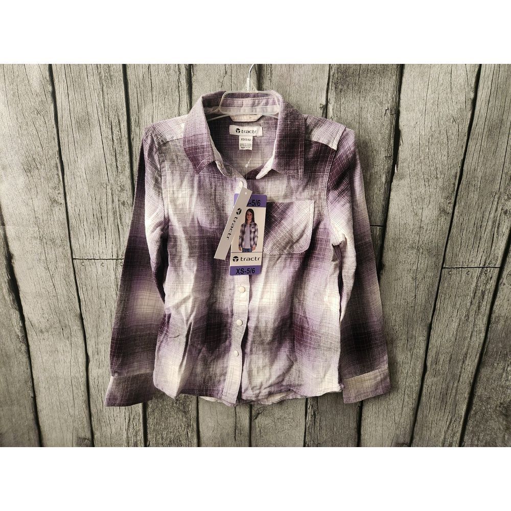 NEWβ Tractr Purple Plaid Girls Shirt